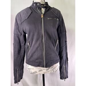 Polo Ralph Lauren Jacket Womens Small‎ Black Quilted Cotton Zip